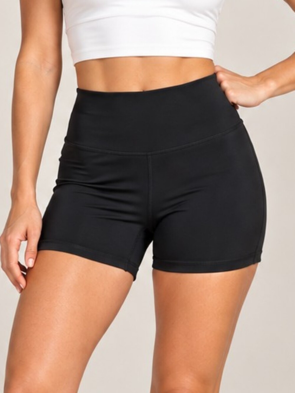 Wilo The Label Women Black High Rise 4" Bike Shorts Size Medium Athleisure Gym